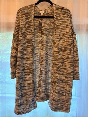 J. Jill Marled Open-Front Cardigan in Gray and Cream